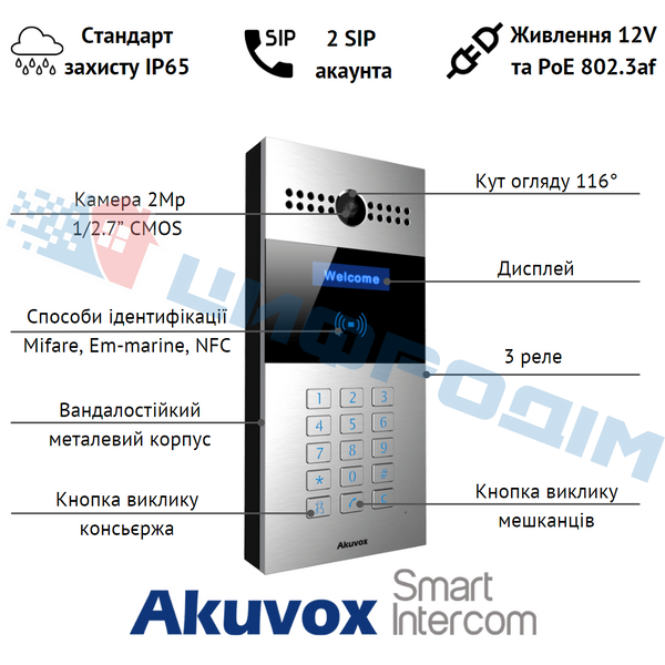 Багатоабонентська панель виклику Akuvox R27A 00-00000419 фото