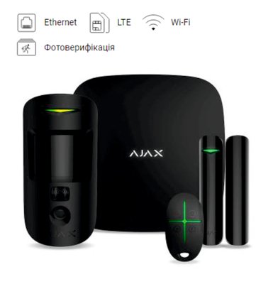 Комплект безпровідної охоронної сигналізації Ajax StarterKit Cam Plus Black 99-00003363 фото