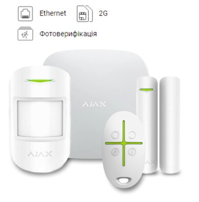 Комплект безпровідної охоронної сигналізації Ajax StarterKit 2 White 99-00005149 фото